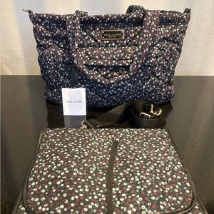 Marc Jacobs Quilted Nylon Floral Diaper Tote Bag -removable strap & changing pad